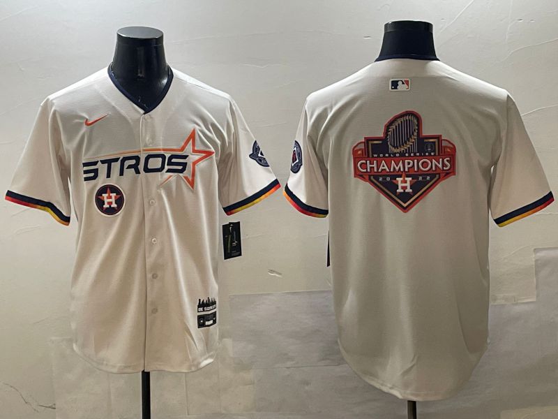 Men Houston Astros Blank Cream Three generations Joint Name 2025 Nike MLB Jersey style 20